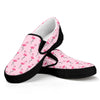 Pink Polka Dot Flamingo Pattern Print Black Slip On Shoes