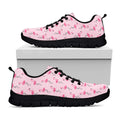 Pink Polka Dot Flamingo Pattern Print Black Running Shoes