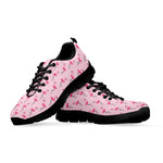 Pink Polka Dot Flamingo Pattern Print Black Sneakers