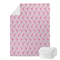 Pink Polka Dot Flamingo Pattern Print Blanket