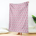 Pink Polka Dot Flamingo Pattern Print Blanket