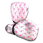 Pink Polka Dot Flamingo Pattern Print Boxing Gloves