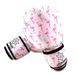 Pink Polka Dot Flamingo Pattern Print Boxing Gloves