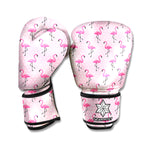 Pink Polka Dot Flamingo Pattern Print Boxing Gloves