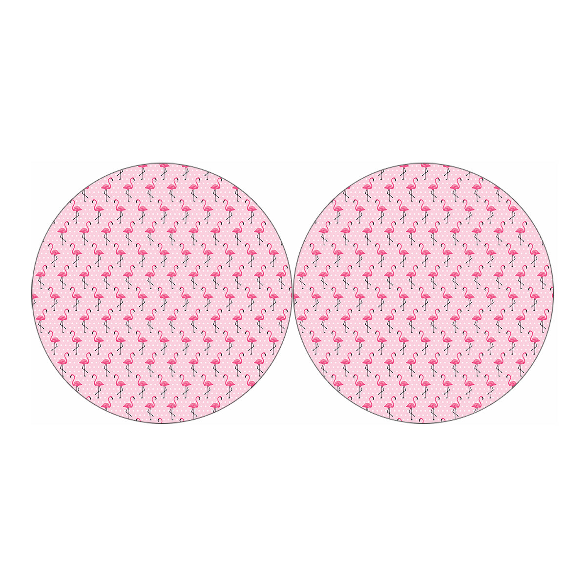Pink Polka Dot Flamingo Pattern Print Car Coasters