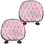Pink Polka Dot Flamingo Pattern Print Car Headrest Covers