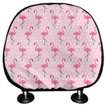 Pink Polka Dot Flamingo Pattern Print Car Headrest Covers