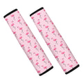 Pink Polka Dot Flamingo Pattern Print Car Seat Belt Covers