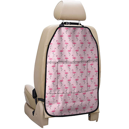 Pink Polka Dot Flamingo Pattern Print Car Seat Organizers