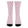 Pink Polka Dot Flamingo Pattern Print Crew Socks