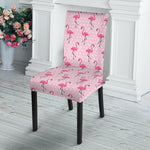 Pink Polka Dot Flamingo Pattern Print Dining Chair Slipcover