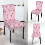 Pink Polka Dot Flamingo Pattern Print Dining Chair Slipcover