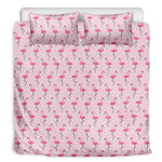 Pink Polka Dot Flamingo Pattern Print Duvet Cover Bedding Set