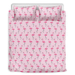 Pink Polka Dot Flamingo Pattern Print Duvet Cover Bedding Set