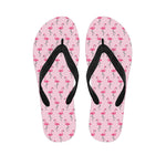 Pink Polka Dot Flamingo Pattern Print Flip Flops