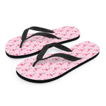 Pink Polka Dot Flamingo Pattern Print Flip Flops