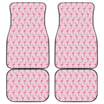 Pink Polka Dot Flamingo Pattern Print Front and Back Car Floor Mats