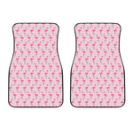Pink Polka Dot Flamingo Pattern Print Front Car Floor Mats