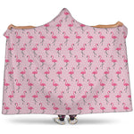 Pink Polka Dot Flamingo Pattern Print Hooded Blanket