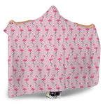 Pink Polka Dot Flamingo Pattern Print Hooded Blanket