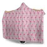 Pink Polka Dot Flamingo Pattern Print Hooded Blanket