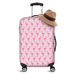 Pink Polka Dot Flamingo Pattern Print Luggage Cover