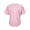 Pink Polka Dot Flamingo Pattern Print Men's Baseball Jersey