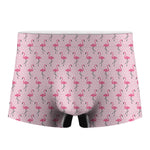 Pink Polka Dot Flamingo Pattern Print Men's Boxer Briefs