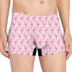 Pink Polka Dot Flamingo Pattern Print Men's Boxer Briefs
