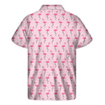 Pink Polka Dot Flamingo Pattern Print Men's Short Sleeve Shirt