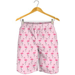 Pink Polka Dot Flamingo Pattern Print Men's Shorts