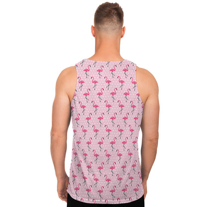 Pink Polka Dot Flamingo Pattern Print Men's Tank Top