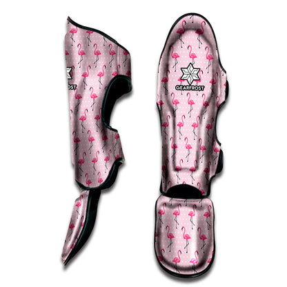 Pink Polka Dot Flamingo Pattern Print Muay Thai Shin Guard