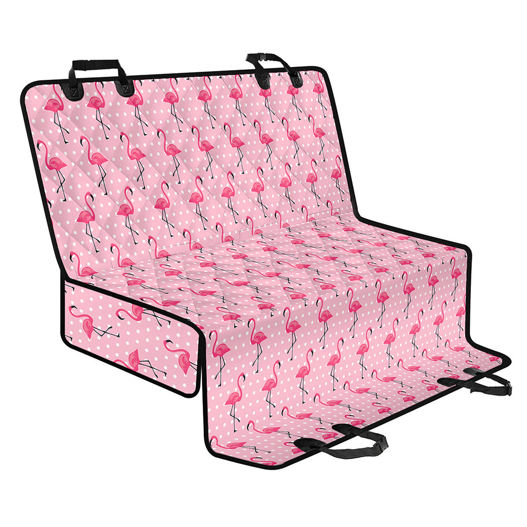 Pink Polka Dot Flamingo Pattern Print Pet Car Back Seat Cover
