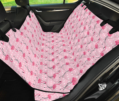 Pink Polka Dot Flamingo Pattern Print Pet Car Back Seat Cover