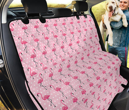 Pink Polka Dot Flamingo Pattern Print Pet Car Back Seat Cover