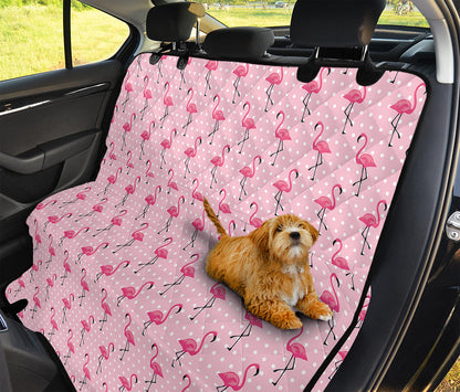 Pink Polka Dot Flamingo Pattern Print Pet Car Back Seat Cover