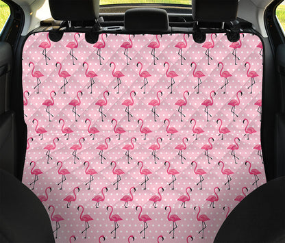 Pink Polka Dot Flamingo Pattern Print Pet Car Back Seat Cover
