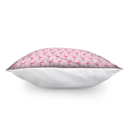 Pink Polka Dot Flamingo Pattern Print Pillow Cover