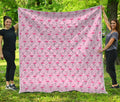 Pink Polka Dot Flamingo Pattern Print Quilt