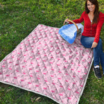 Pink Polka Dot Flamingo Pattern Print Quilt