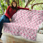 Pink Polka Dot Flamingo Pattern Print Quilt