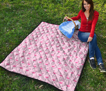 Pink Polka Dot Flamingo Pattern Print Quilt
