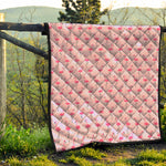 Pink Polka Dot Flamingo Pattern Print Quilt