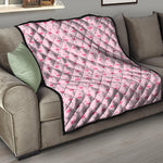 Pink Polka Dot Flamingo Pattern Print Quilt