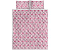 Pink Polka Dot Flamingo Pattern Print Quilt Bed Set