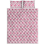 Pink Polka Dot Flamingo Pattern Print Quilt Bed Set