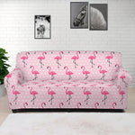 Pink Polka Dot Flamingo Pattern Print Sofa Cover