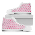 Pink Polka Dot Flamingo Pattern Print White High Top Sneakers