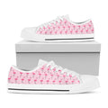 Pink Polka Dot Flamingo Pattern Print White Low Top Sneakers